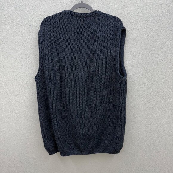 VTG St Johns Bay Blue Knit Grandpa Button Front Sweater Vest Mens sz Large Tall - Picture 5 of 5